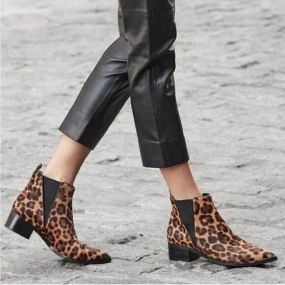 Marc Fisher Mlyalely Genuine Calf Hair Leopard Print Ankle Boot 7.5